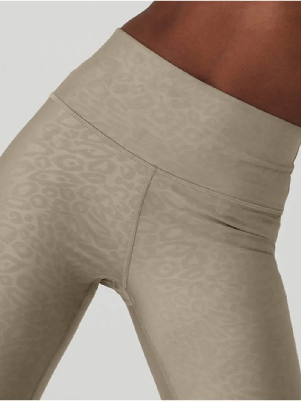 Alo Airlift High-Waist Leopard Debossed Leggings Gravel Tan Animal Print Hi-Rise